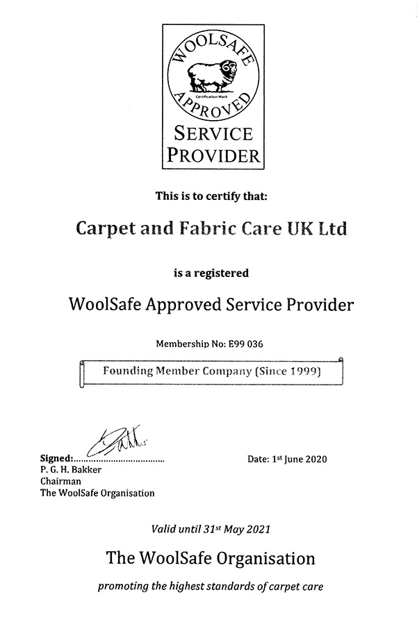Woolsafe apptoved service provider certificate